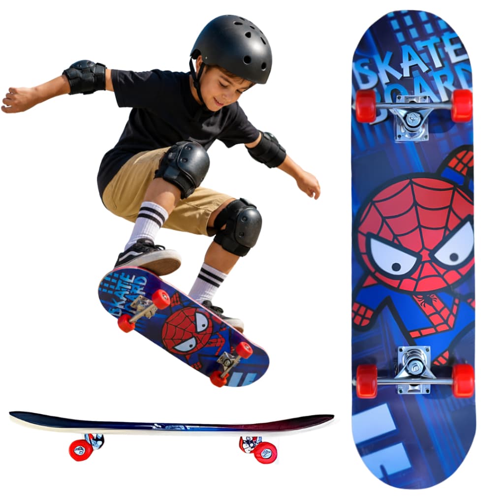 Skate Semi Profissional Shape  Com Lixa Antiderrapante Estampado Menino/Menina aranha princesa 77cm