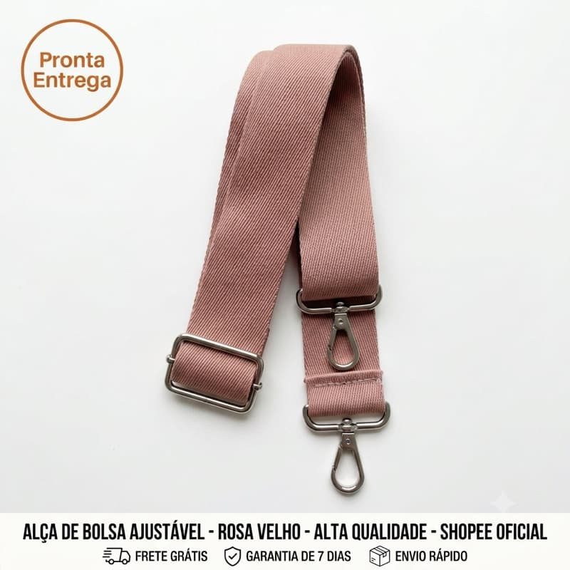 Alça transversal regulável para bolsa com mosquetão banhado a ouro e prata