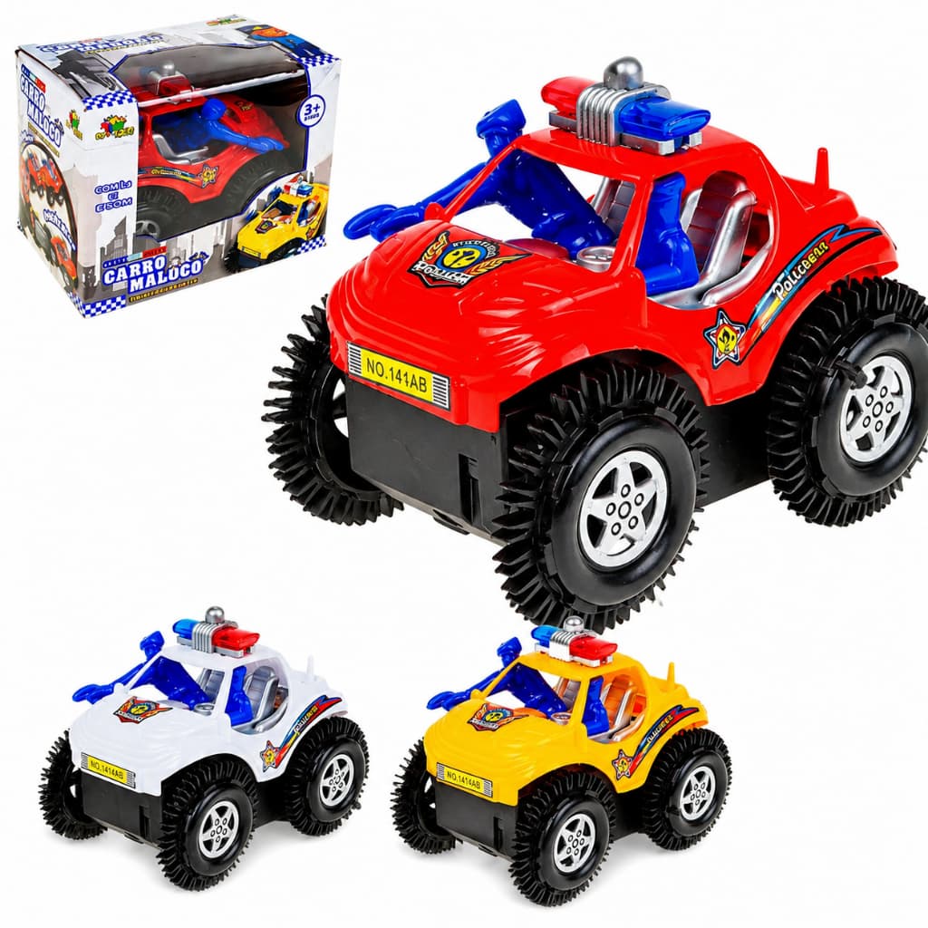 Carro Maluco Bate e Volta Polícia com Luz Funciona a Pilha Infantil