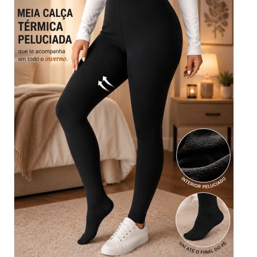 Meia-Calça PELUCIADA  De Lã Térmica P/M e G/GG Forrada Peluciada SUPER Quente Feminina Para