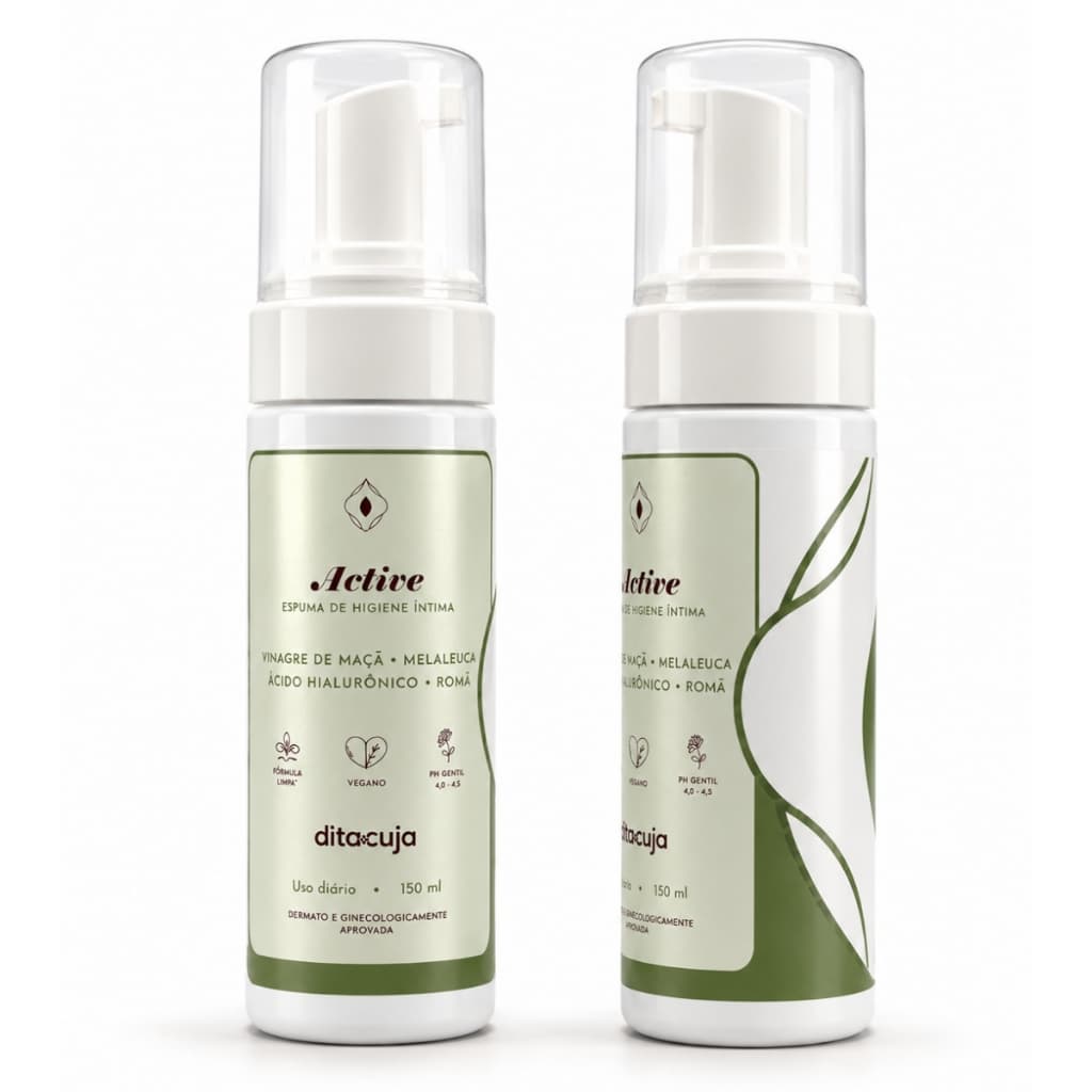 Dita Cuja, 2x Espuma Íntima Natural ACTIVE 150mL | Limpeza, pH Equilibrado, Hidratação e Proteção