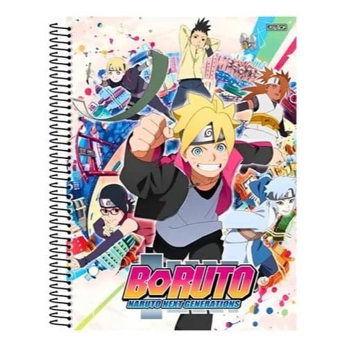 Caderno Universitário Boruto 1 Materia Adesivos 80 Folhas