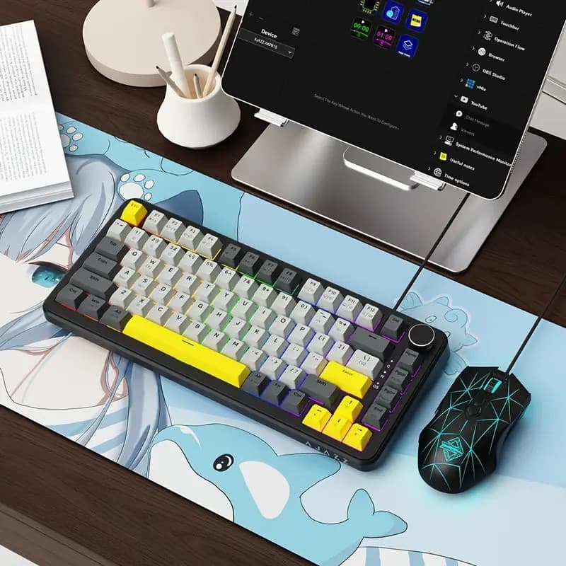 Kit Gamer Teclado Mecânico Gamer Ajazz AK820 MAX + Mouse Gamer AJ52 + Mousepad