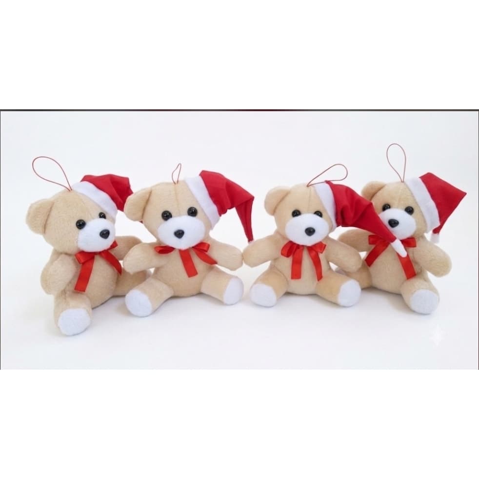Kit com 4, 3 ou 2 Urso de Pelúcia 17cm para decoração de arvore de natal enfeite, presente em geral