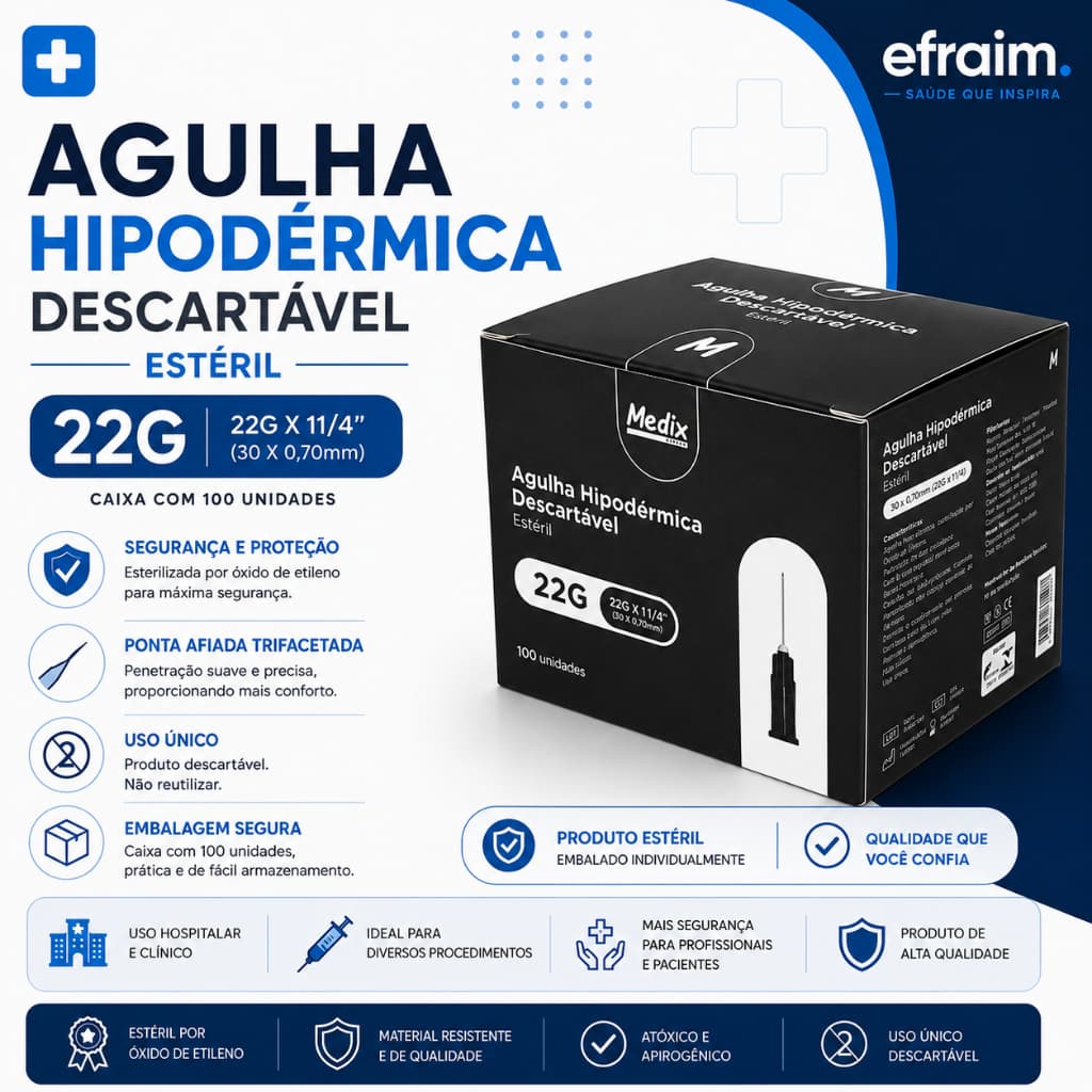 Agulha Hipodérmica 30x07 Estéril para Uso Único – Medix