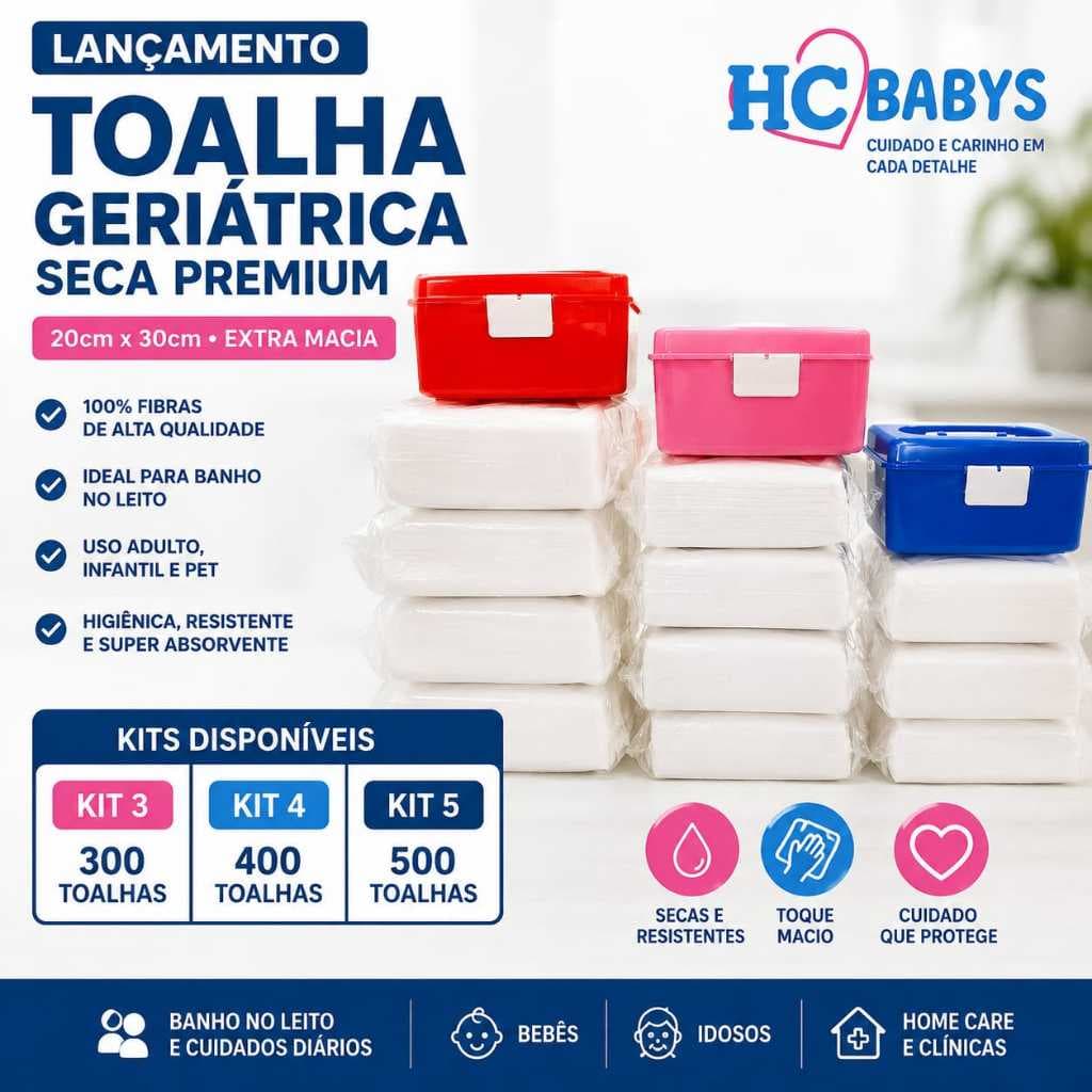 TOALHAS GERIATRICAS SECAS E UMEDECIDAS