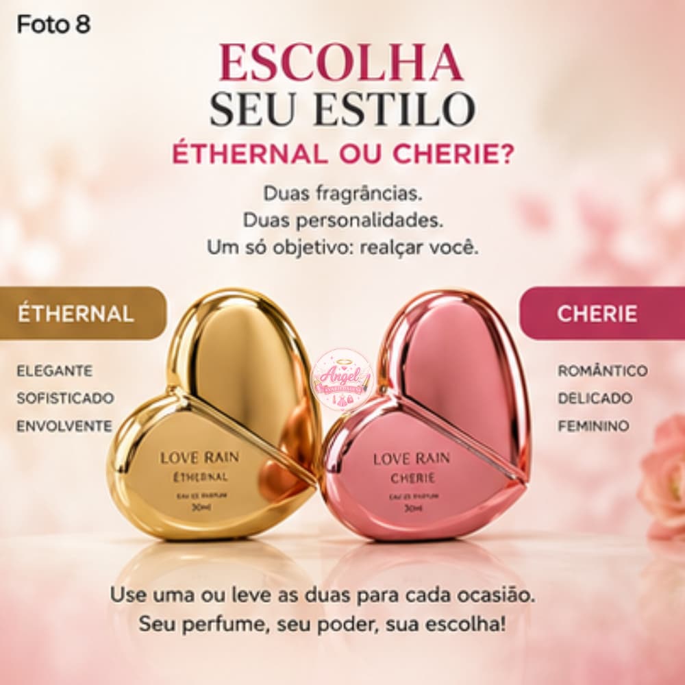 Perfume Feminino Love Rain 30ml | Éthernal & Cherie | Fragrâncias Elegante e Romântica | Boa Fixação