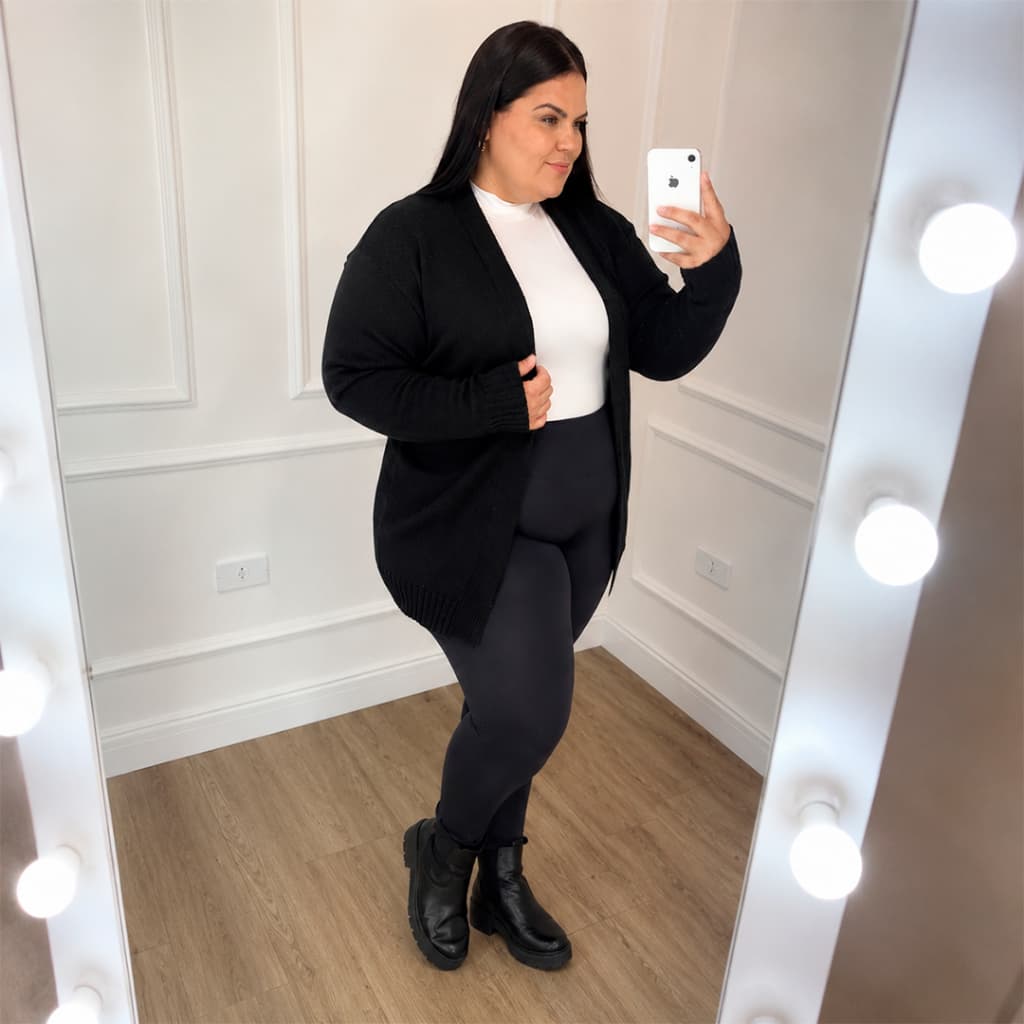 Cardigan Casaco Blusa de Frio Tricot Plus Size Tamanho Grande Cardiagan Blusinha de Frio Inverno Tamanho Grande Curve +