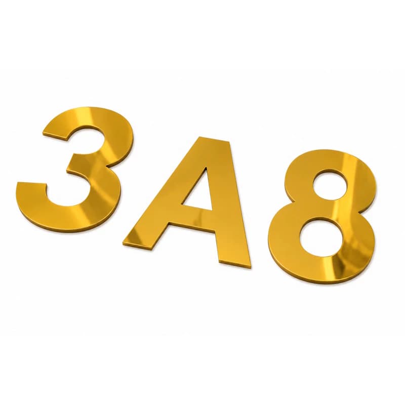 NUMERO COLANTE COR ESPELHADO DOURADO 7CM - Alto Brilho