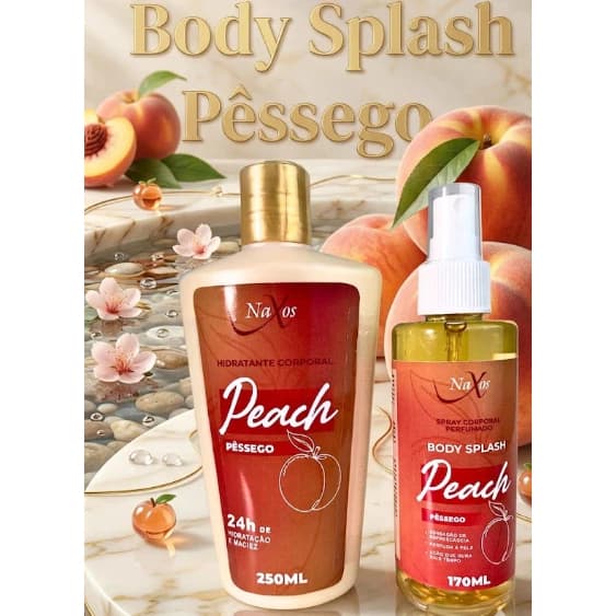 Duo Naxos Hidratante Corporal 250ml + Body Splash 170ml Hidratação 24h Pele Macia e Refrescante