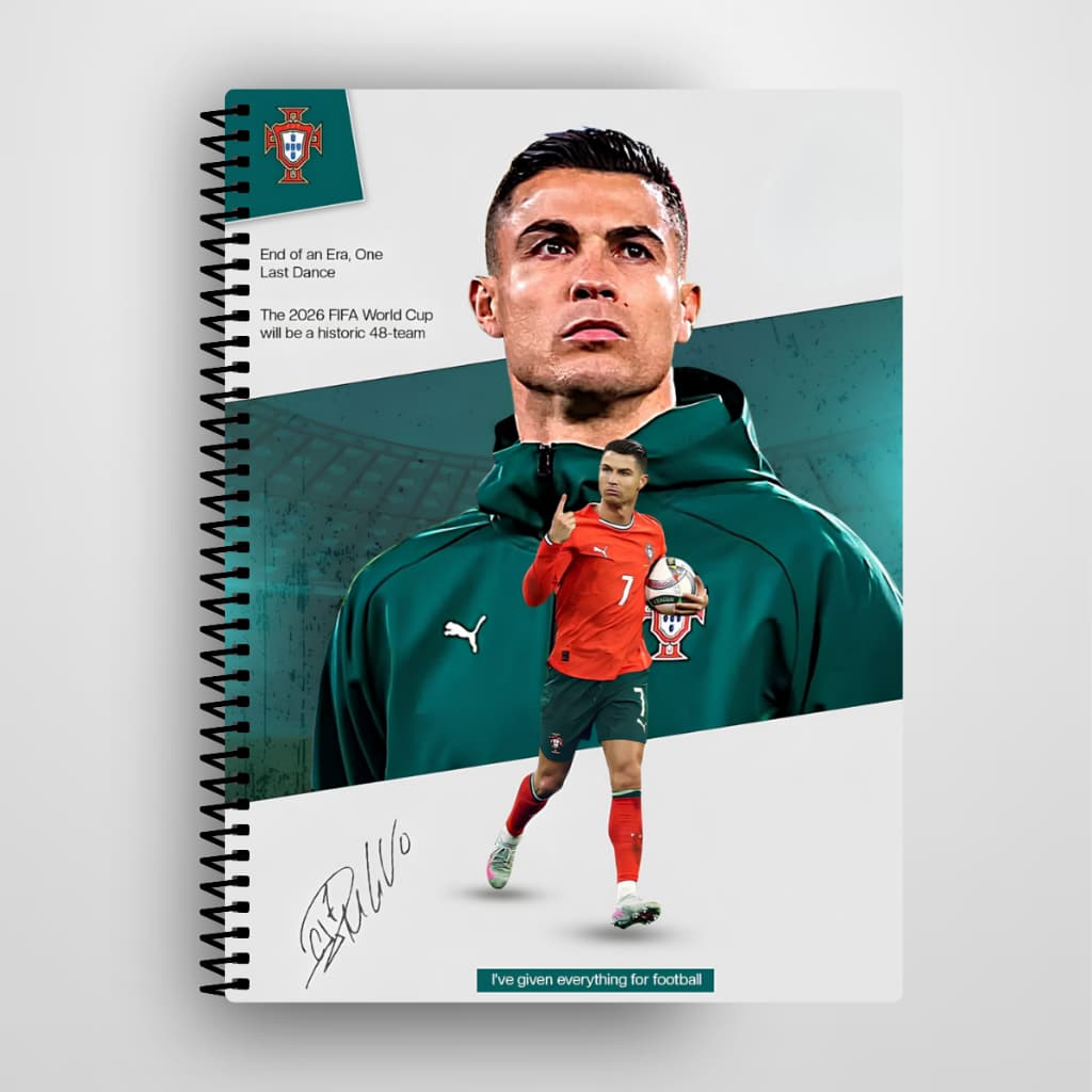 Caderno Cr7 Cristiano Ronaldo Universitario Espiral Personalizado Capa Dura 1 e 10 Matérias