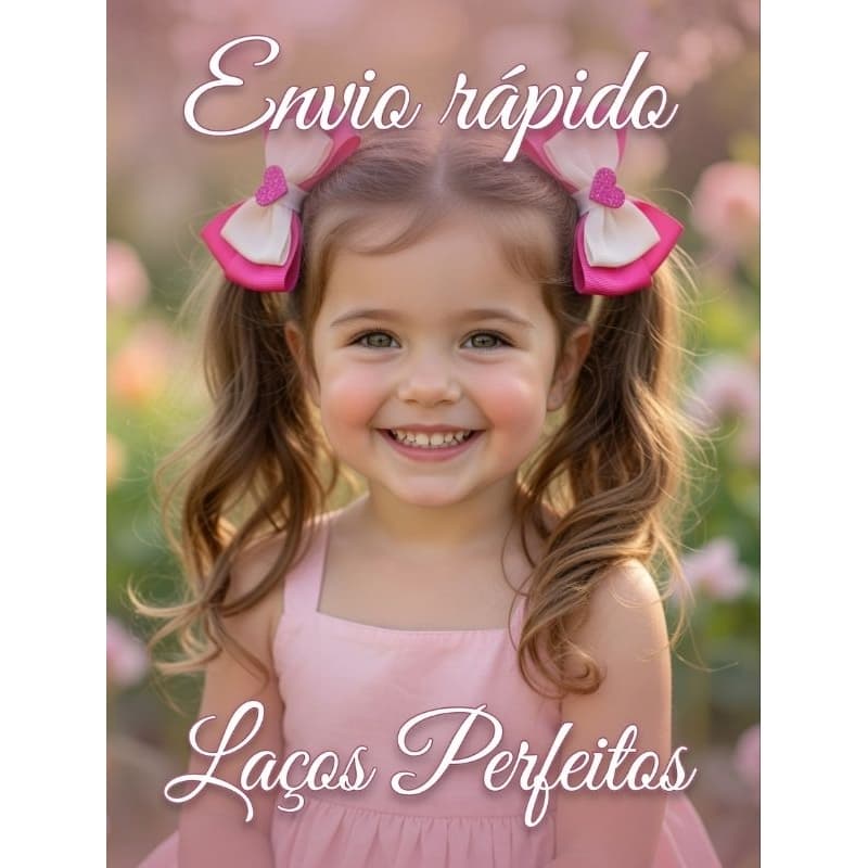 Par de Laços Infantil Poá Vermelho e Rosa Boutique 8cm Presilha Bico de Pato Menina Festa Escola