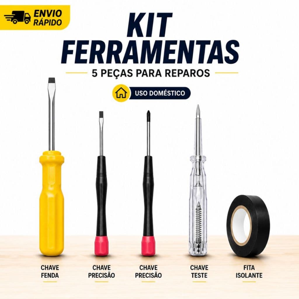 Conjunto Ferramentas 5 Peças Jogo Chaves Fenda Phillips Precisão Chave Teste Fita Isolante