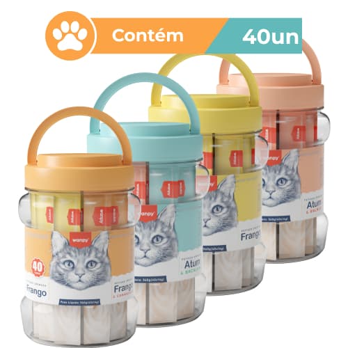 Petisco para Gatos Cremoso Wanpy Creamy Truly Sabores Sortidos 40 Tubos