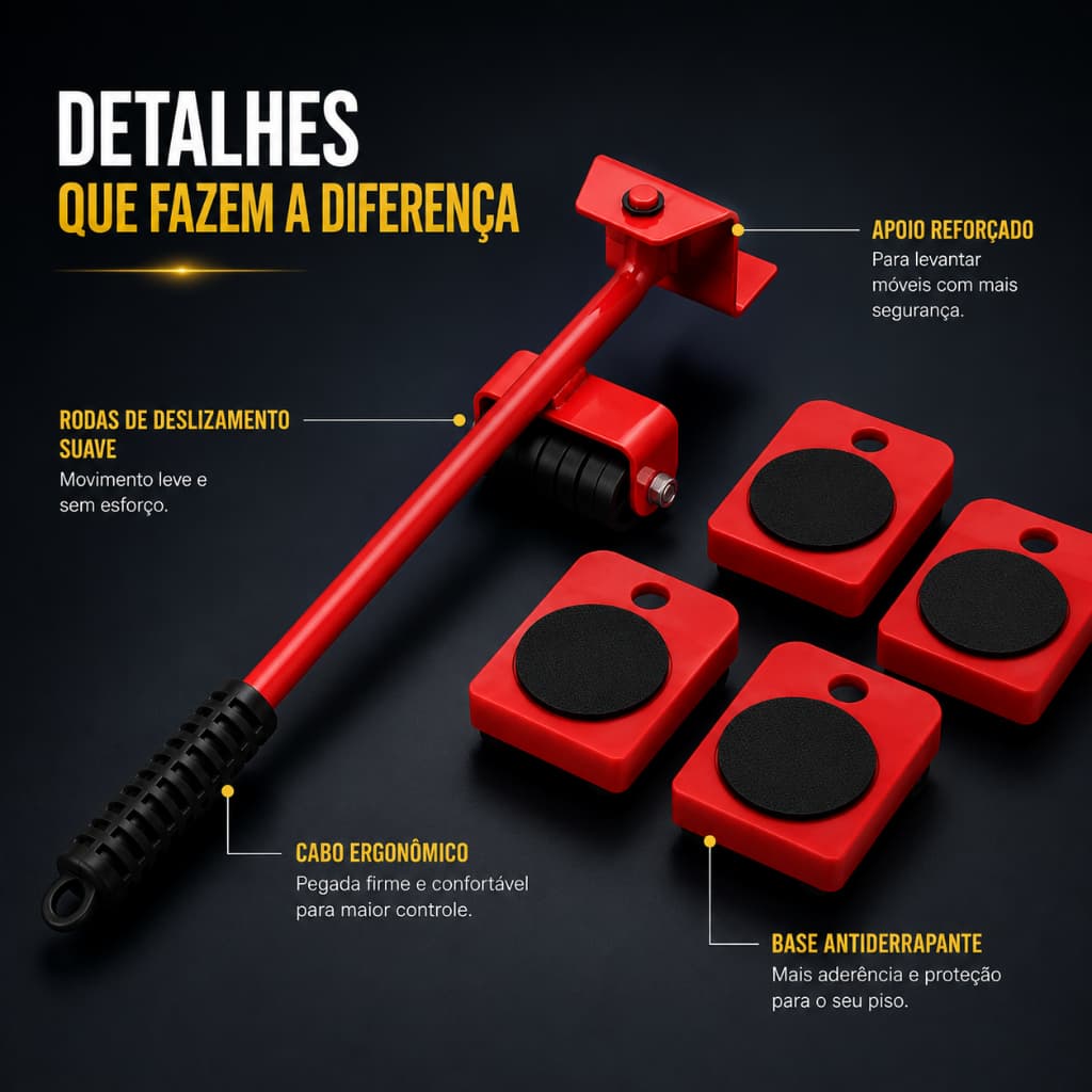 Aparelho Movedor Moveis Fácil Levantador Materiais Pesados Rodinhas