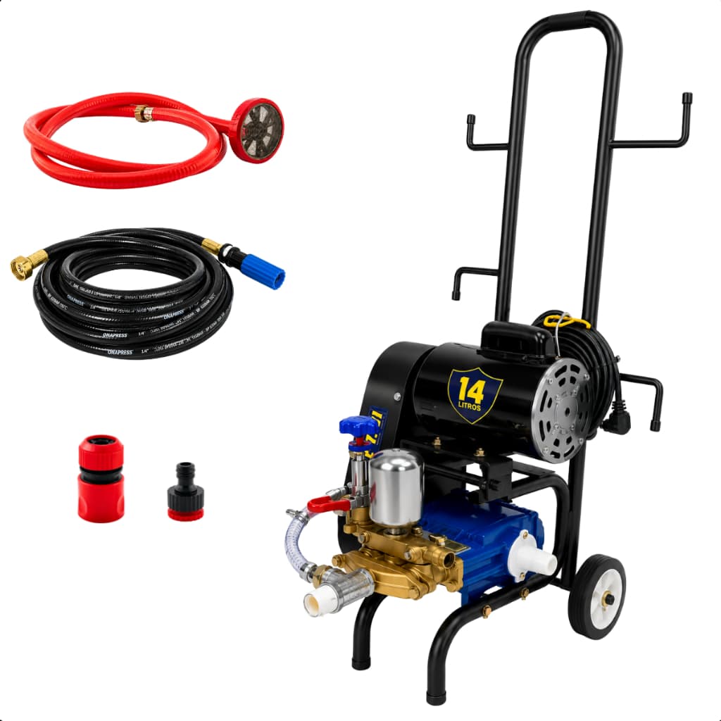 Lavadora Industrial Lava Jato Móvel LJ14L 320 Libras Motor WEG 1HP 127V com Mangueira CHIAPERINI