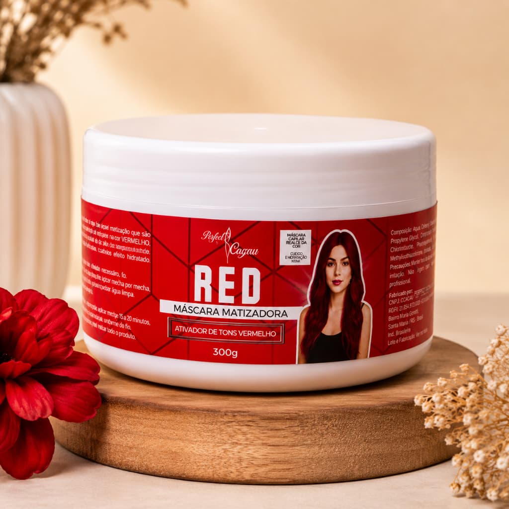 Máscara Matizadora Vermelha RED 300g | Intensifica, Realça e Prolonga Tons Vermelhos | Hidratação