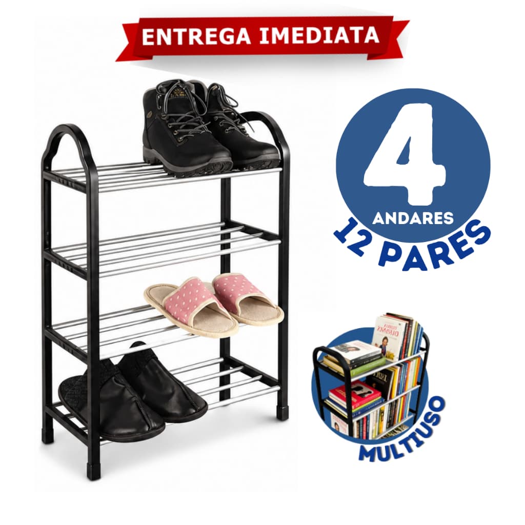 Sapateira 4 Andares Multiuso Desmontável 12 Pares