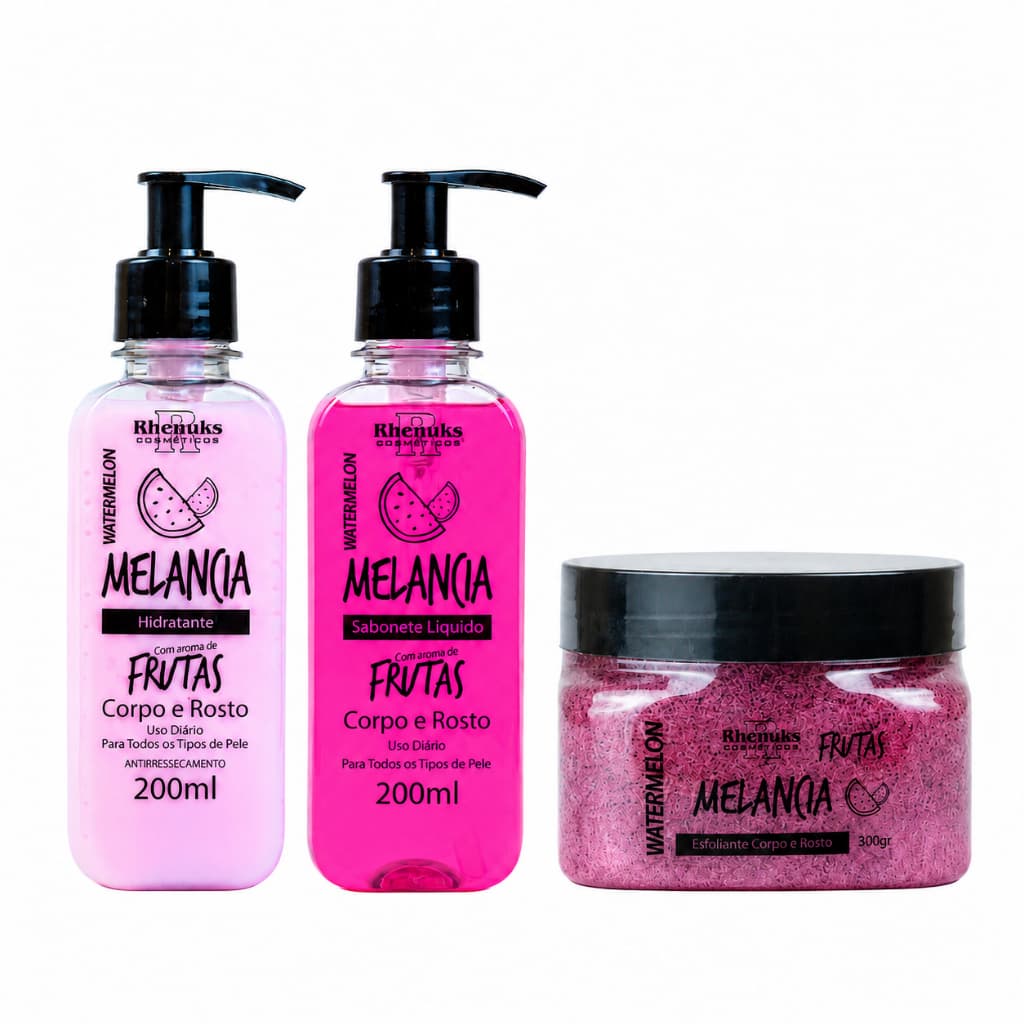 Kit Corpo E Rosto Melancia Rhenuks 200ml + Esfoliante 300g