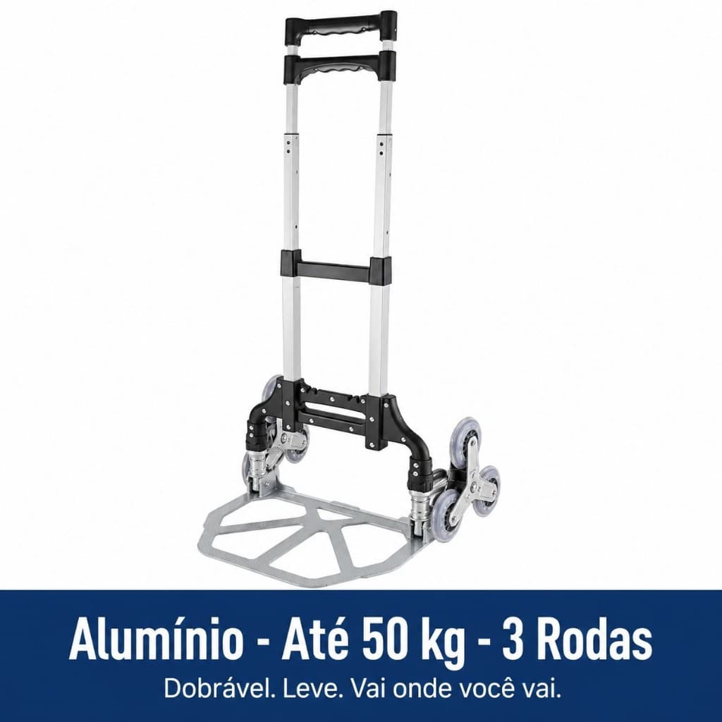 Carrinho de Carga Portátil Dobrável em Alumínio – Leve, Resistente e Prático
