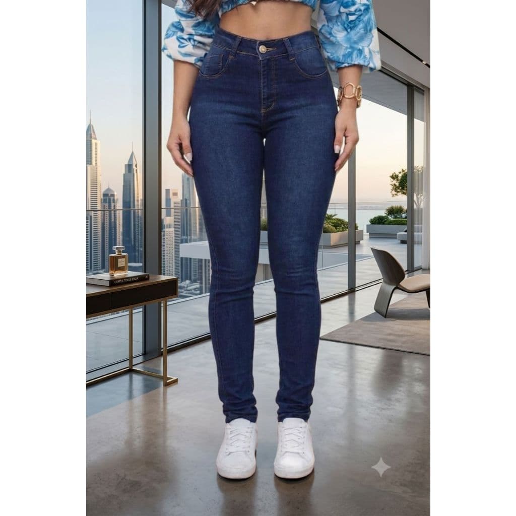 Calça Jeans Feminina Cintura Alta Skinny Levanta Bumbum