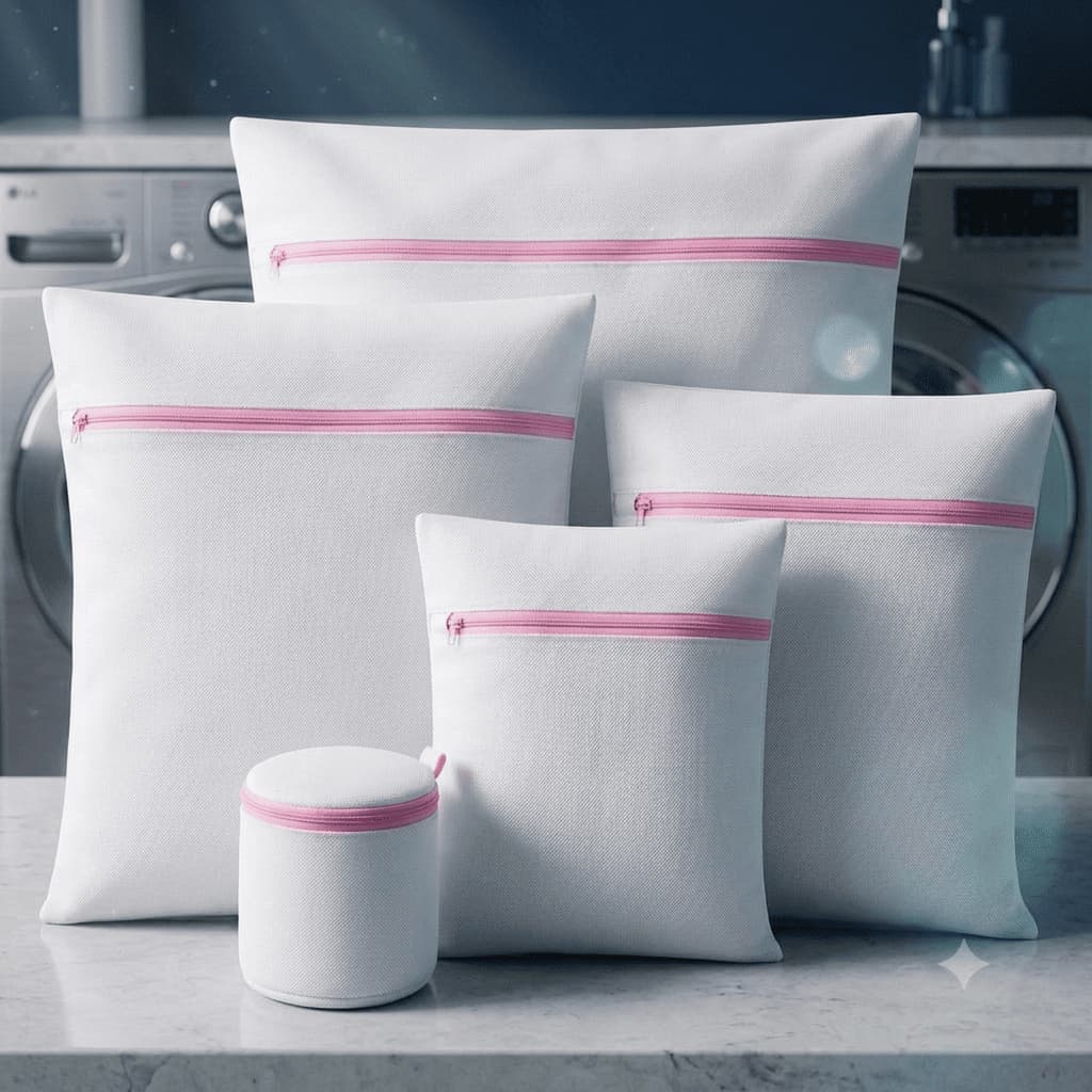 Kit 5 Bolsas Lavanderia Protecao Roupa Ziper Lavagem Segura Branca