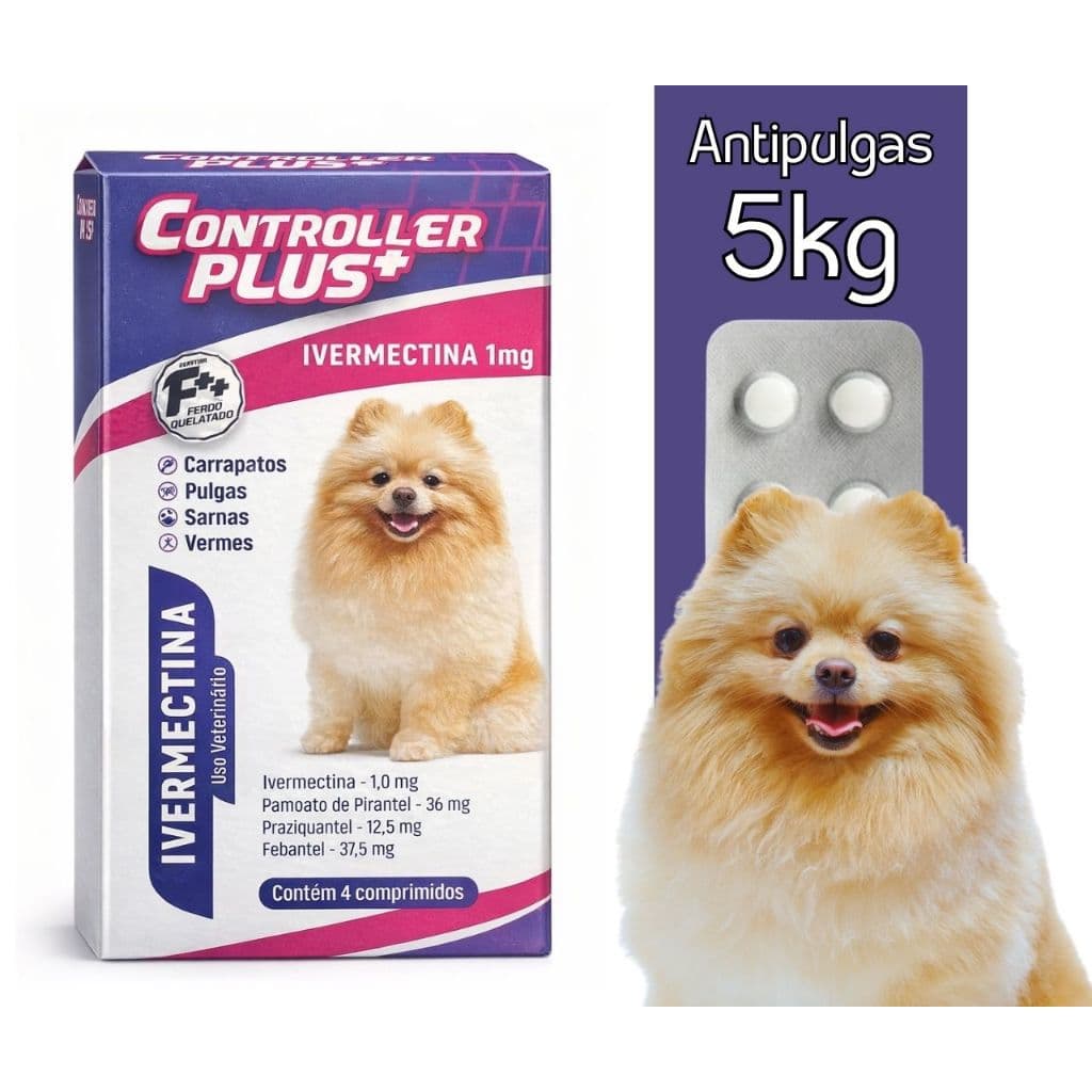 Controller Plus Cães 5kg | Remédio Anti Pulgas, Vermes, Sarnas e Carrapatos
