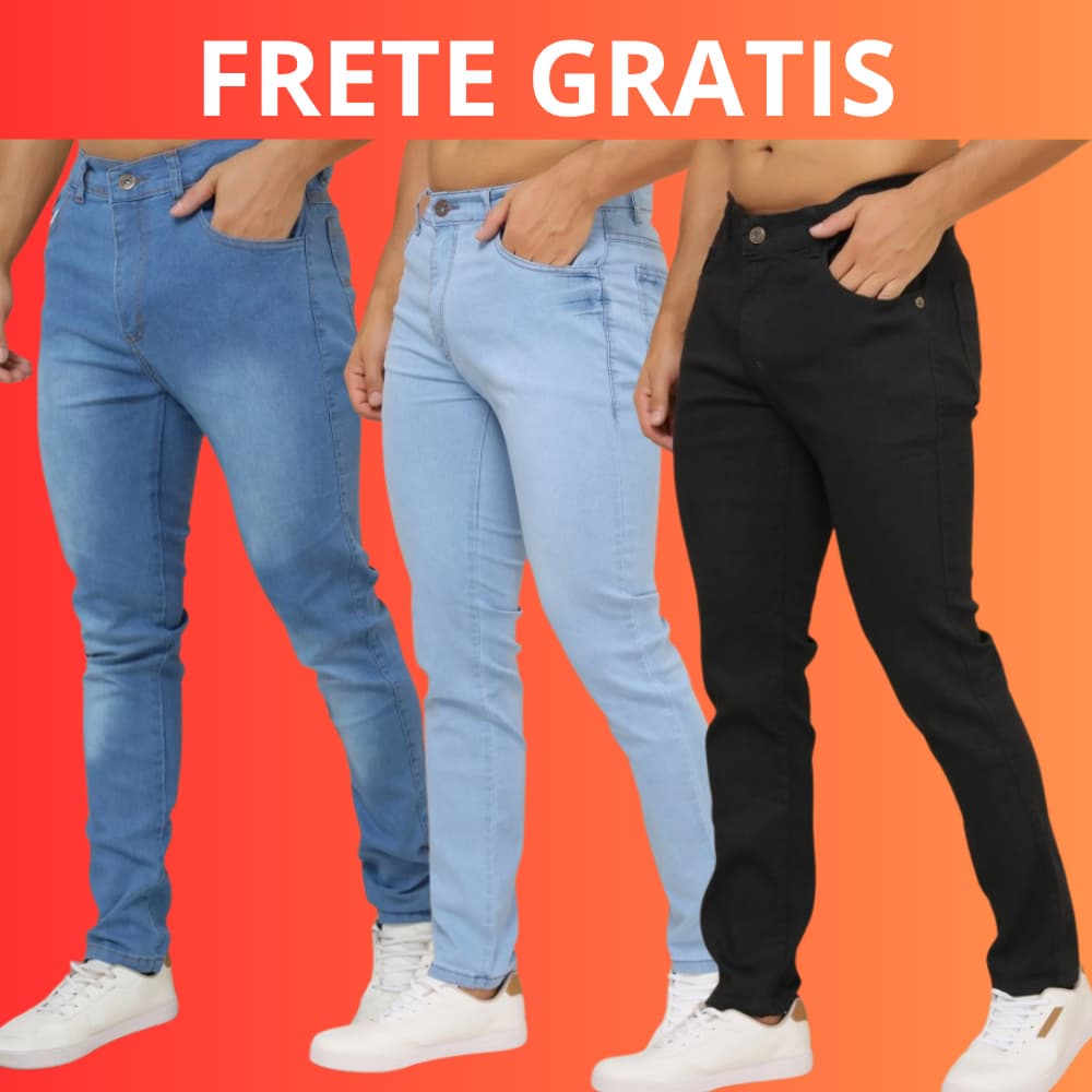 kit calça jeans masculina  skinny com elastano e algodão linha premium NF promoção
