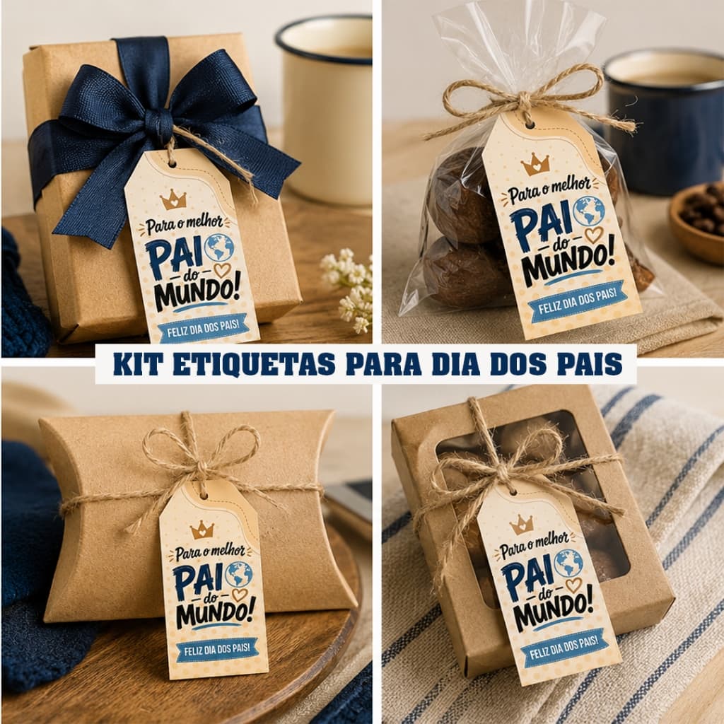 Kit 96 Tags Dia das Pais / Modelos Variados | Pronta Entrega | Etiqueta Para Presentes / Impressão papel fotografico