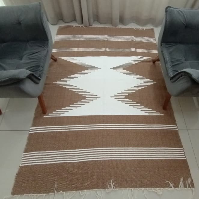 Tapete grande 2,0m x 1,5m Centro de sala, quarto ou área externa BoHo geométrico artesanal dupla face