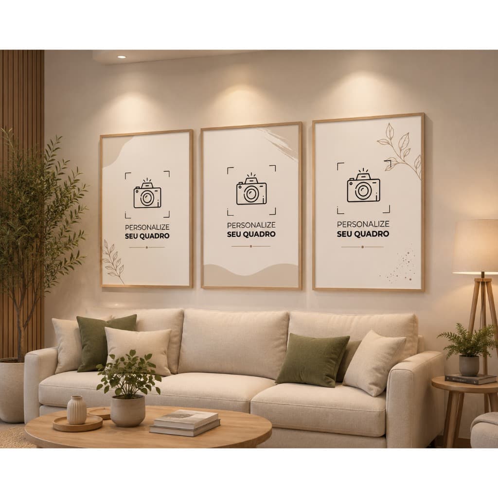 Kit 3 Quadros Decorativos Personalizados com Foto Nome ou Arte em MDF