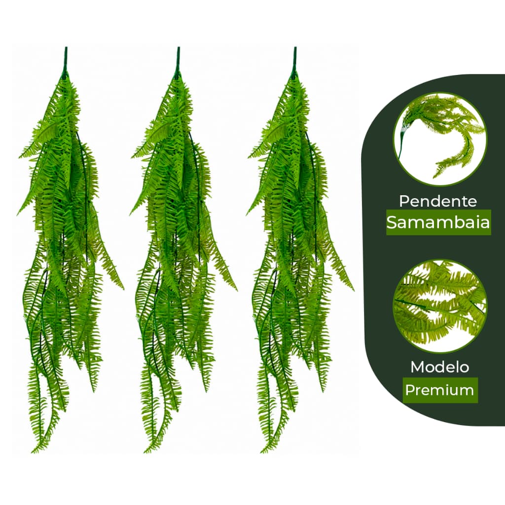 Kit com 2, 4, 6 ou 8 Pendentes de Folha Samambaia Artificial 80cm