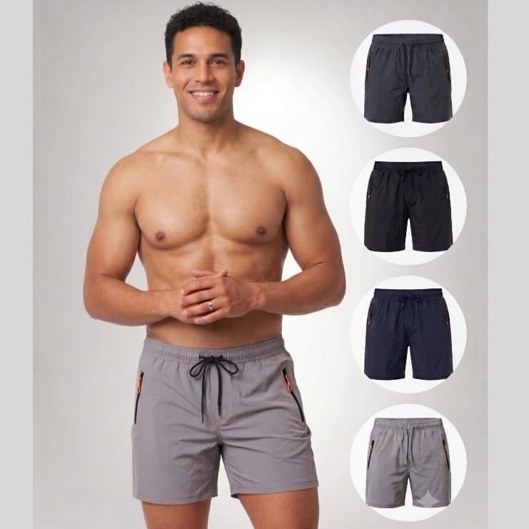 Short Masculino Tactel Elastano com Ziper Treino Corrida
