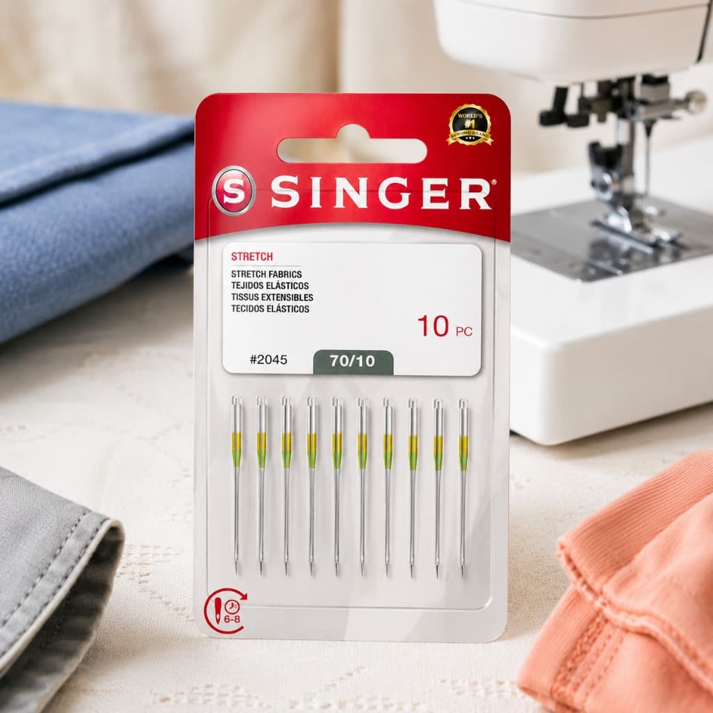 Agulha Singer 2045 Stretch Original Máquina de Costura Doméstica Kit 10 Unidades 70/10 90/14 100/16 110/18 80/12