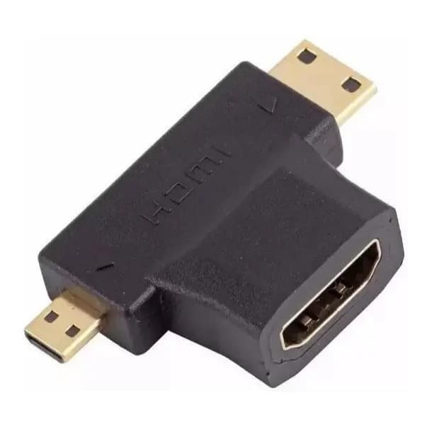 ADAPTADOR MINI HDMI E MICRO HDMI MACHO PARA HDMI FEMEA