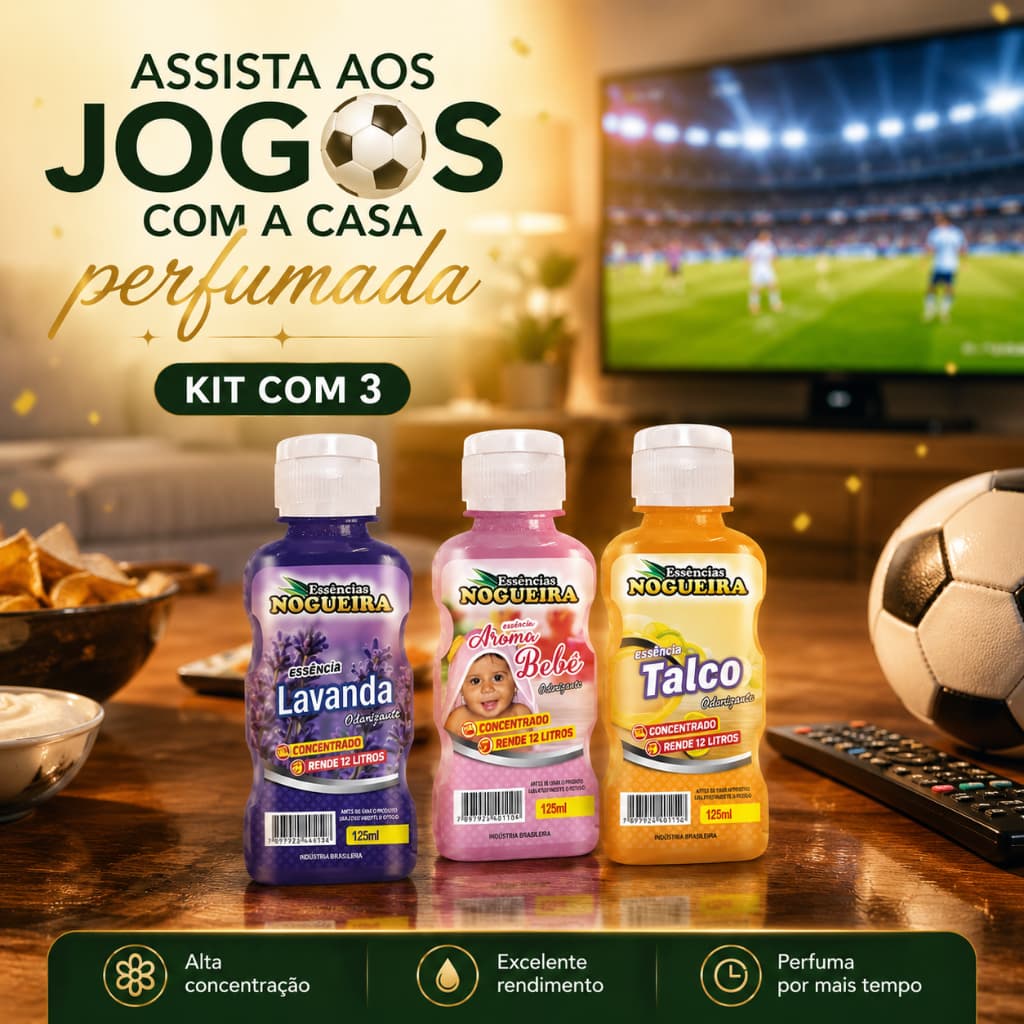 Kit 3 Essências Concentrada Aromatizante 125ml Rende 12L | Perfume Sua Casa Para Grandes Momentos