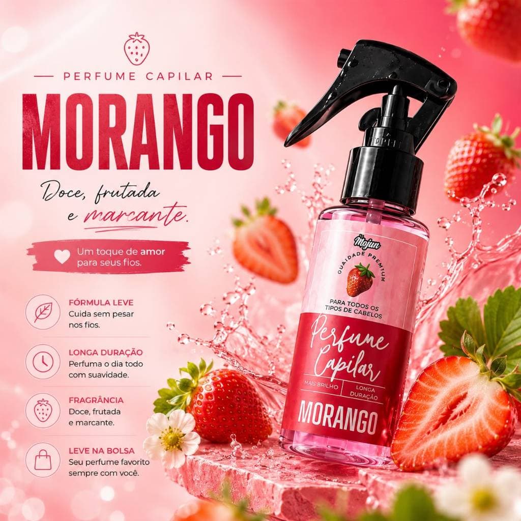 Perfume para Cabelo Morango 35ml e 60ml