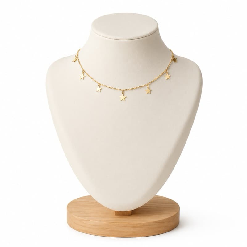 colar feminino Gargantilha choker estrela estrelinha pendurada dourado folheado a ouro 18k