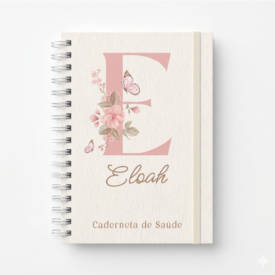 Caderneta Vacinação Personalizada Alfabeto Menina Com Nome Inicial Com Nome Floral Borboletas