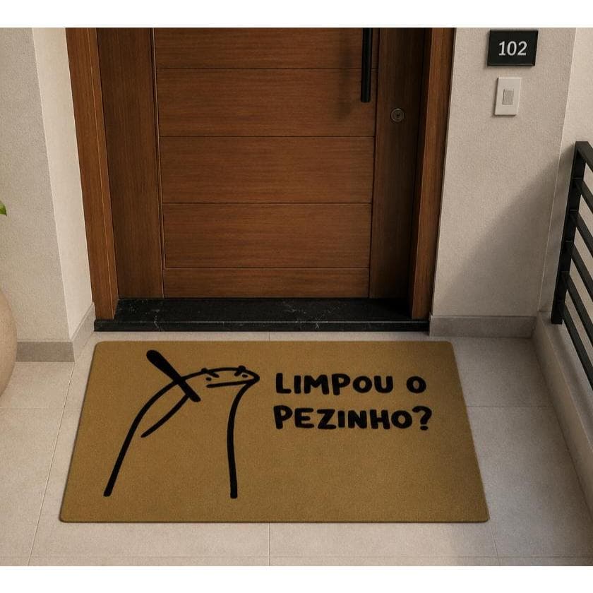 Tapete Porta Entrada Premium  “Limpou o Pezinho?” Antiderrapante