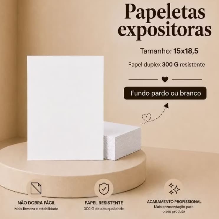 50 Cartela Papeleta 15x 18,5 Expositor Laço/Tiara/Faixa/Turbante/Duplex 300g Embalagem Econômica