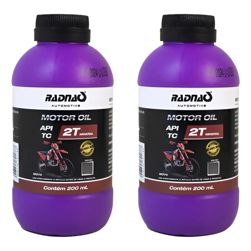 Kit C/2 Óleo De Motocicletas Radnaq 2t Mineral Api Tc 200ml