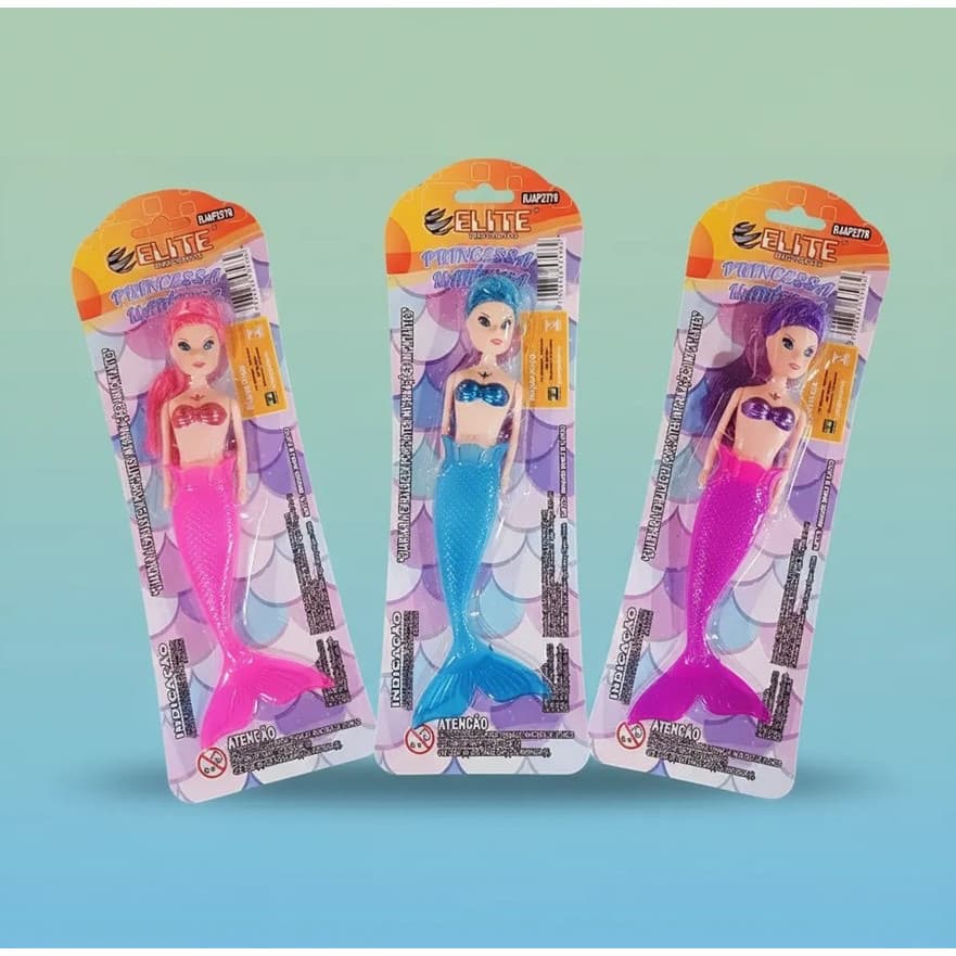 Kit Com 3 Boneca Sereia Princesa Maritima Com Luzes ELITE Imports