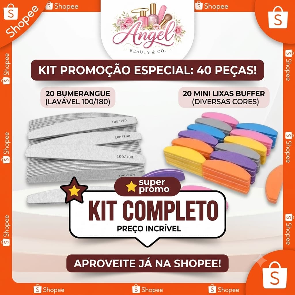 20 Bumerangue 100/180 + 20 Mini Buffer Colorida Profissional