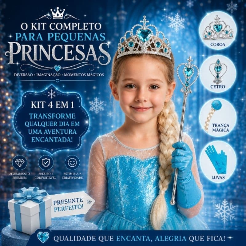 Kit Fantasia Princesa Do Gelo Infantil Frozen