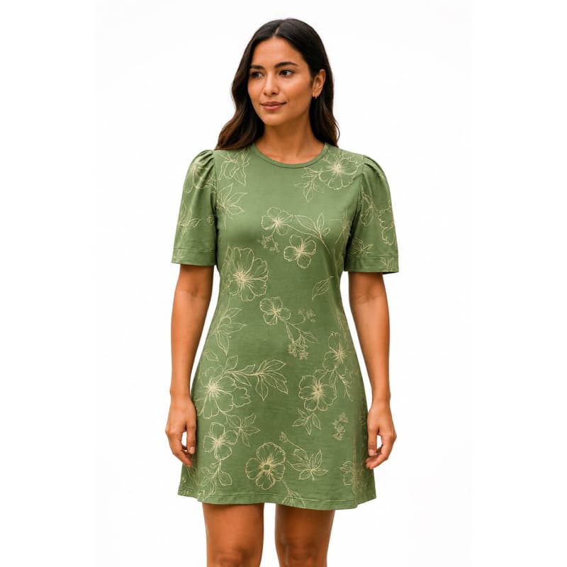 Vestido malha sued leve com estilo manga princesa