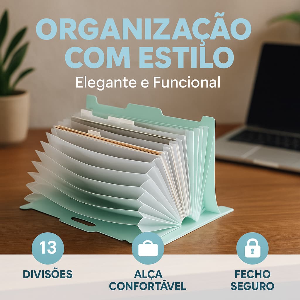 Pasta Organizadora Sanfonada 13 Divisórias Cores Sortidas Armazenamento Prático Documentos