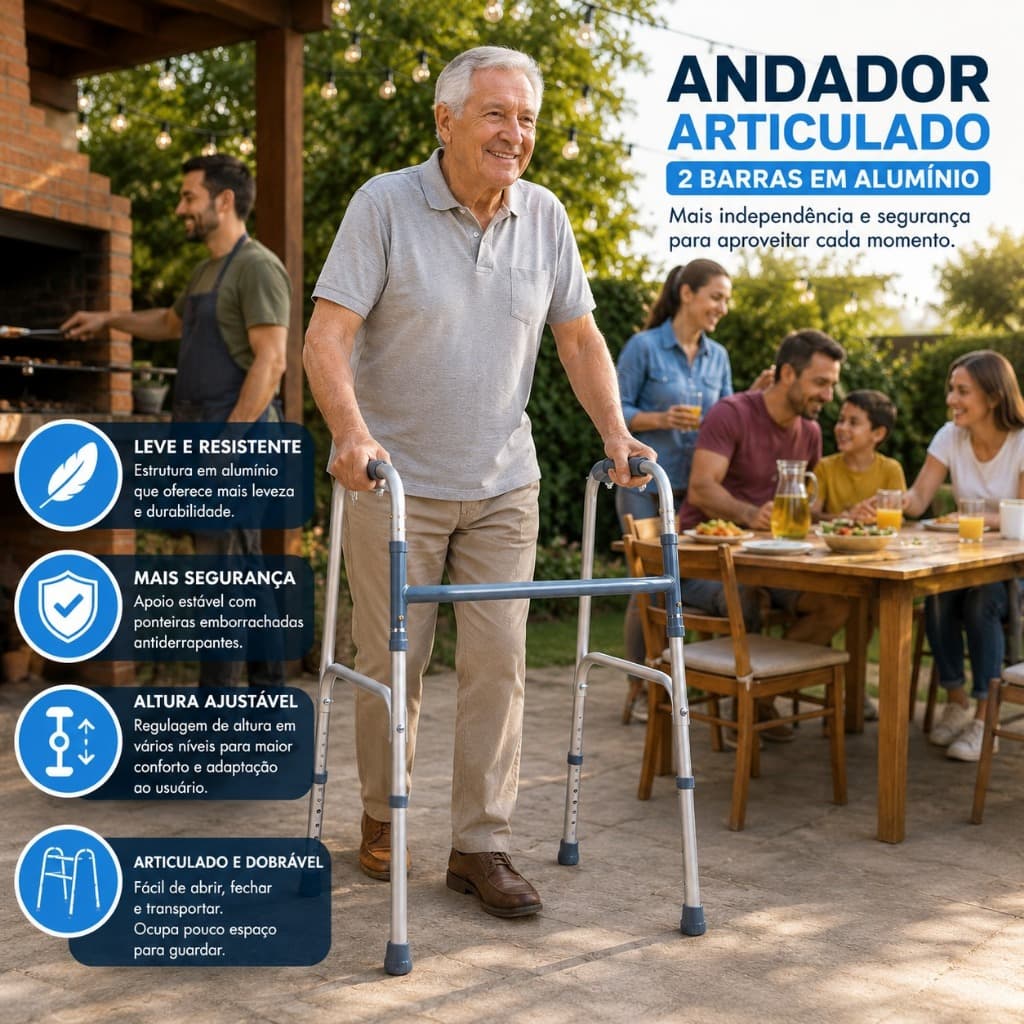 Andador Articulado 2 Barras Em Alumínio