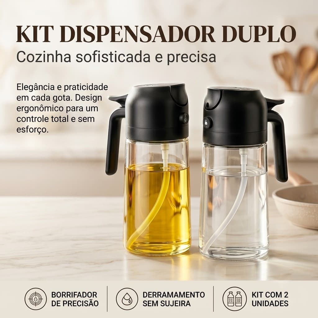 Borrifador Galheteiro Spray De Azeite E Vinagre Vidro 470ml Com Alça Cozinha Premium