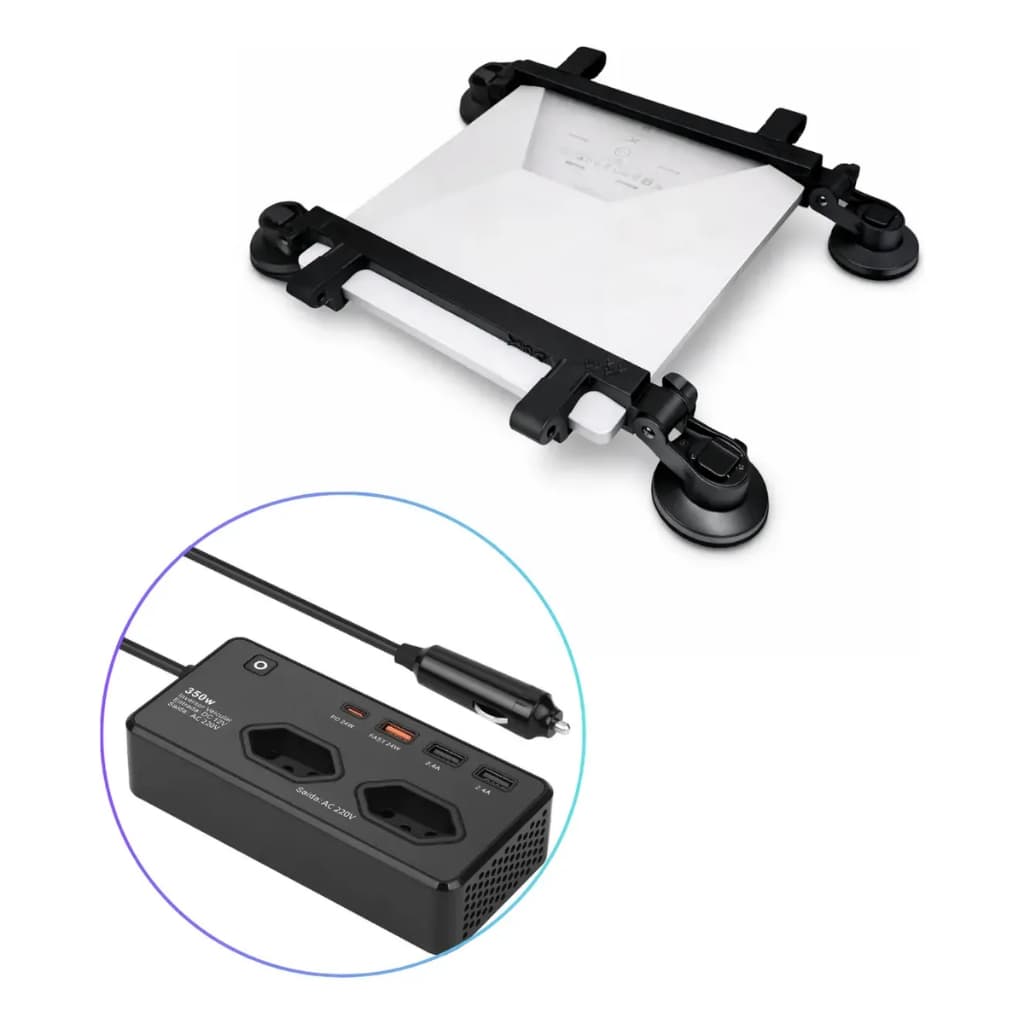 Suporte Starlink Mini Ventosa Painel E Teto Solar 2 Em 1+ Inversor 400w